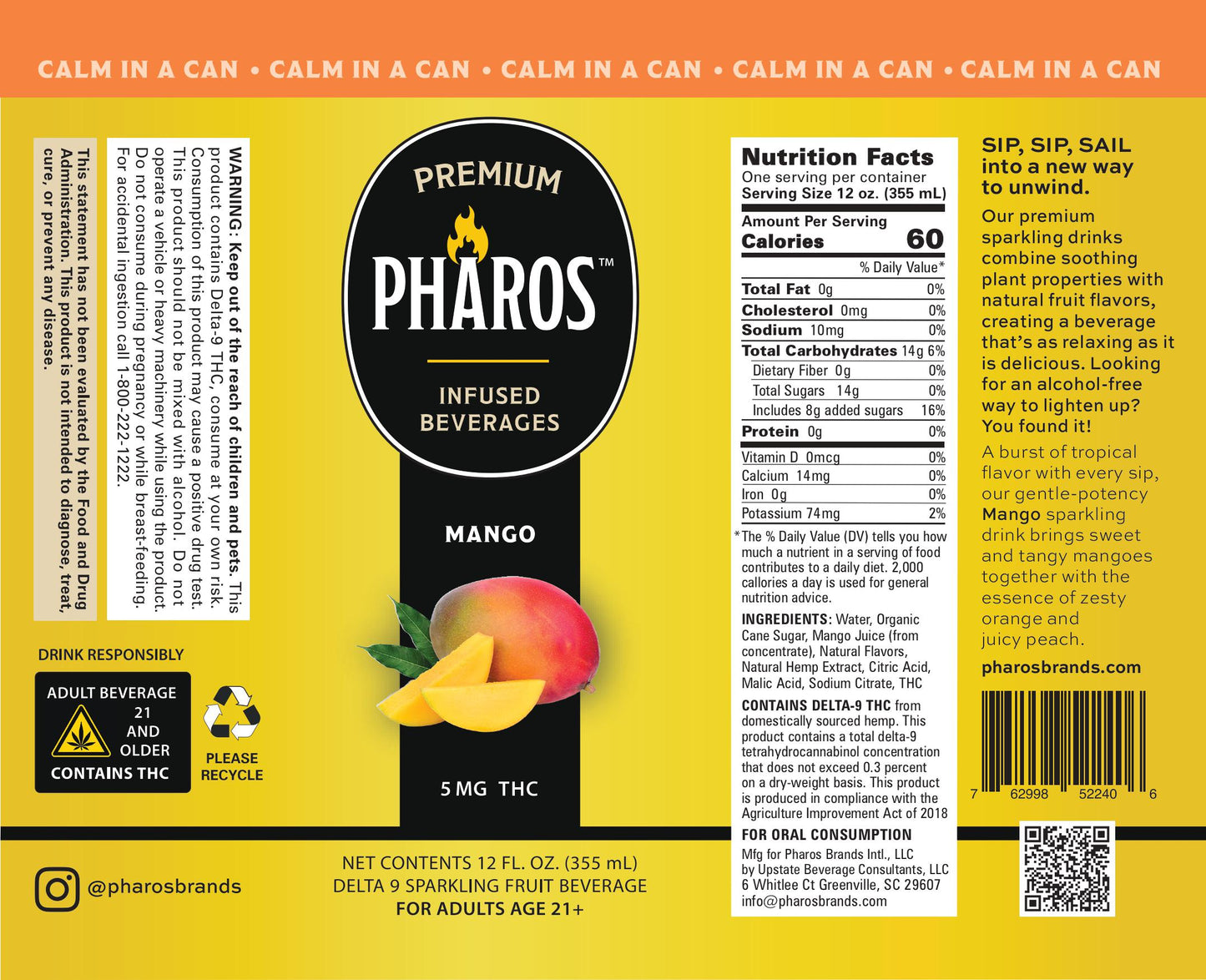 Mango THC-Infused Sparkling Drinks (4 Pack)