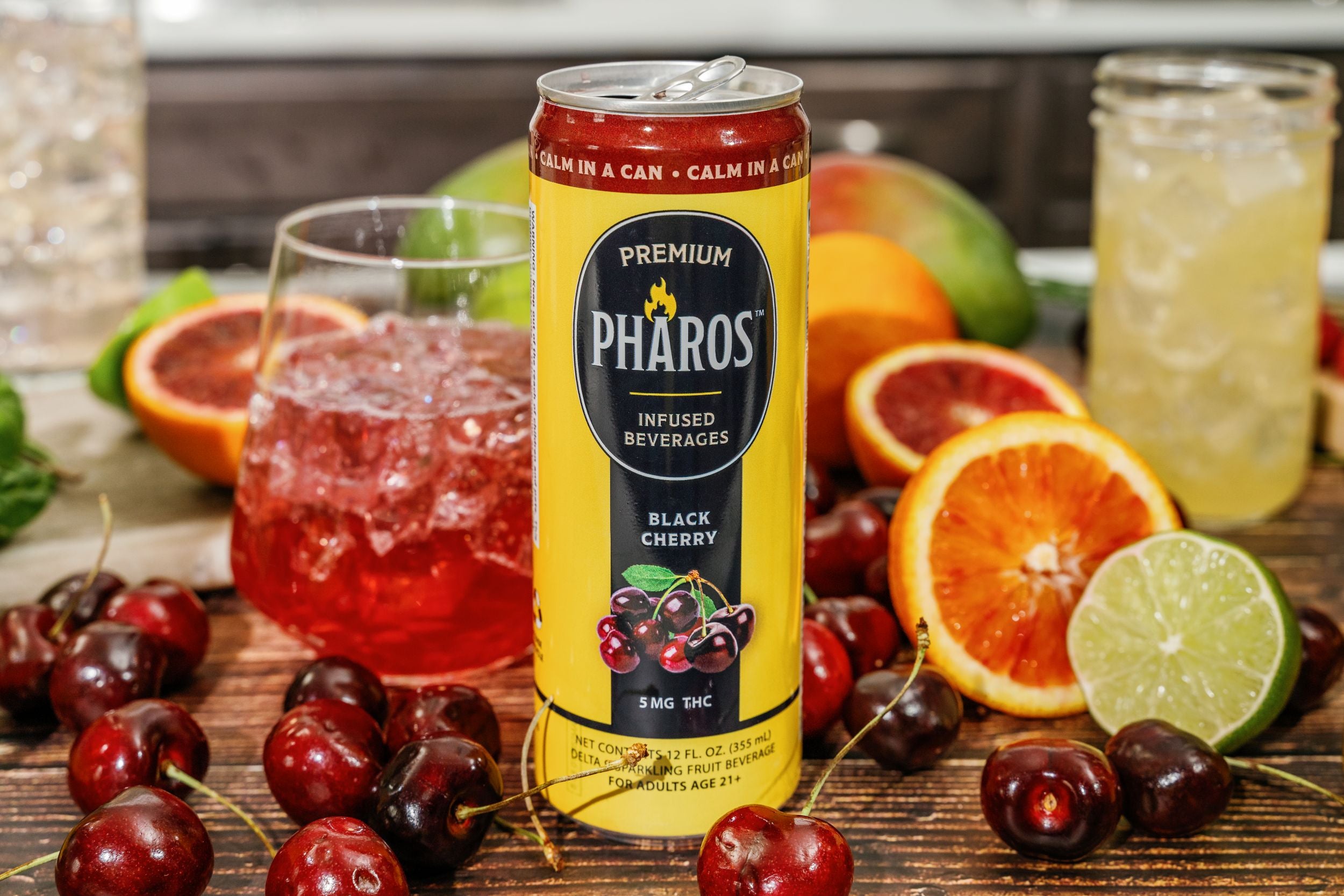 Black Cherry 5MG THC-Infused Sparkling Drinks (4 Pack) – Pharos